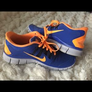 Bright blue Nike shoes